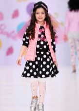 Knitted dress for girls with polka dots