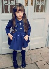 Knitted winter dress for girls A-line