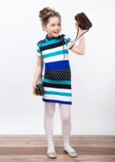 Knitted party striped dress for girls
