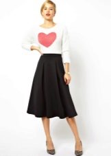 High-waisted mid-length sun skirt