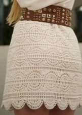 Straight Beige Crochet Skirt