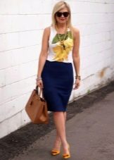 Blue straight skirt