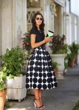 jupe midi bouffante à pois