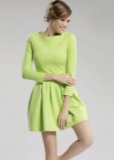 Short light green dress with long sleeves