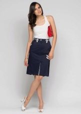 nautical mid-length pencil skirt