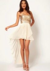 High-waisted white skirt with train