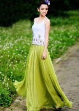 Long skirt sun to the floor for women with a figure like a slender column
