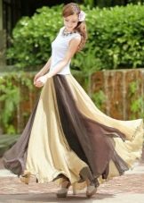 Long skirt sun to the floor for women with a figure like a slender column