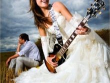 White wedding dress in rock style