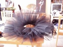 The wrong side of the tutu skirt on the dress