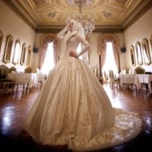 Muslim puffy embroidery wedding dress