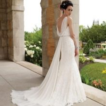 Greek wedding dress with watteau train