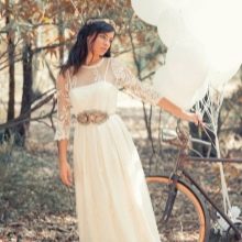 Rustic wedding dress with lace top