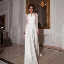 Sheer Sleeve Wedding Dress by Crystal Design