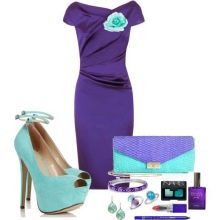 Purple dress with turquoise embellishments