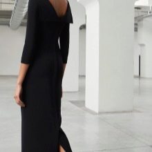 Evening black dress with an open back