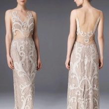 Beige openwork nude dress