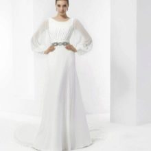 Robe de mariée trapèze à manches transparentes