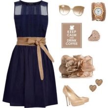 Jewelry and accessories for the dress in dark blue