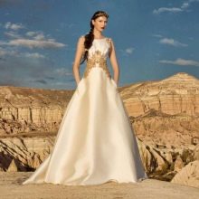 Tulipia wedding dress with gold embroidery