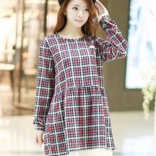 Red and Blue Plaid Maternity Tunic Dress