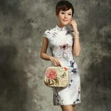 Chinese style dress white with print