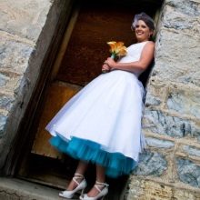 Wedding dress with blue petticoat