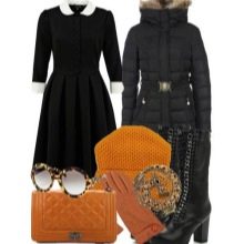 A fitted dress with a flared skirt and accessories for women with a figure Slim column