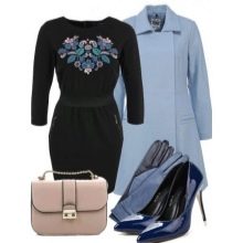 Sheath dress and accessories for women with a slim column figure
