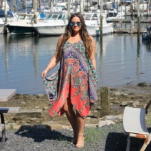 A-line dress with an abstract pattern for overweight
