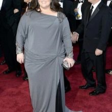 Gray long dress with draped hip and long sleeves for overweight