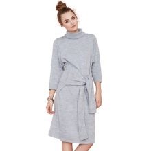 Light gray knitted midi dress batwing