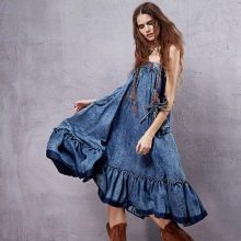 Short denim boho dress