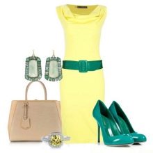 navy blue accessories for yellow dress