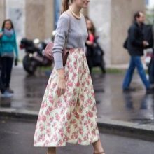 Long semi-sun skirt for girls with an inverted triangle figure