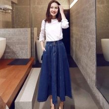 Long semi-sun skirt for girls with a slender column figure