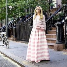 Long semi-sun skirt for girls with an inverted triangle figure