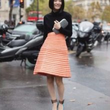 Summer A-Line Midi Skirt in Orange