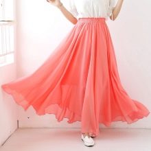 jupe en mousseline de soie corail
