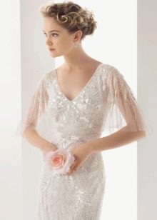 Short Sheer Sleeve Wedding Dress