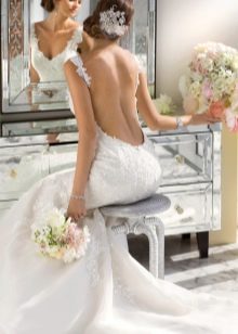 Long wedding dress with open back