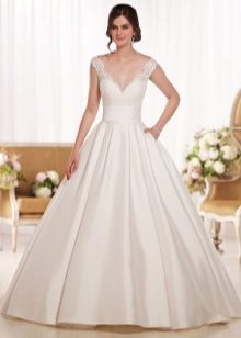 floor-length wedding dress with train