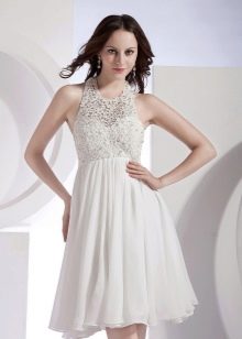 Short airy chiffon wedding dress summer