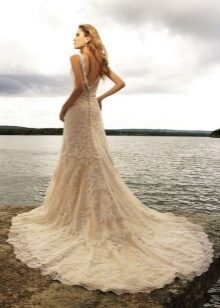 Beach wedding dress with long train