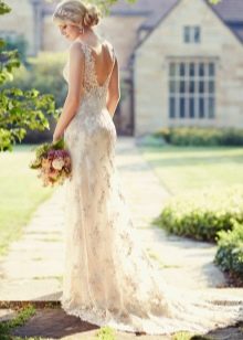 Lace wedding dress with train