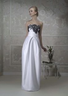 Straight wedding dress with black lace