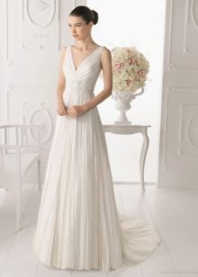 Long V-Neck Wedding Dress