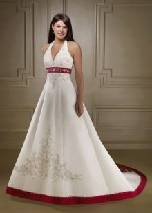 Robe de mariée avec ruban rouge A-line