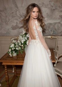 Wedding lush dress with a closed openwork top