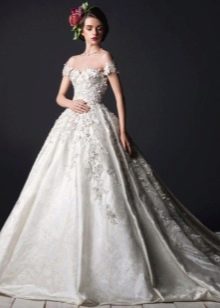 Lush wedding dress with lace top and skirt